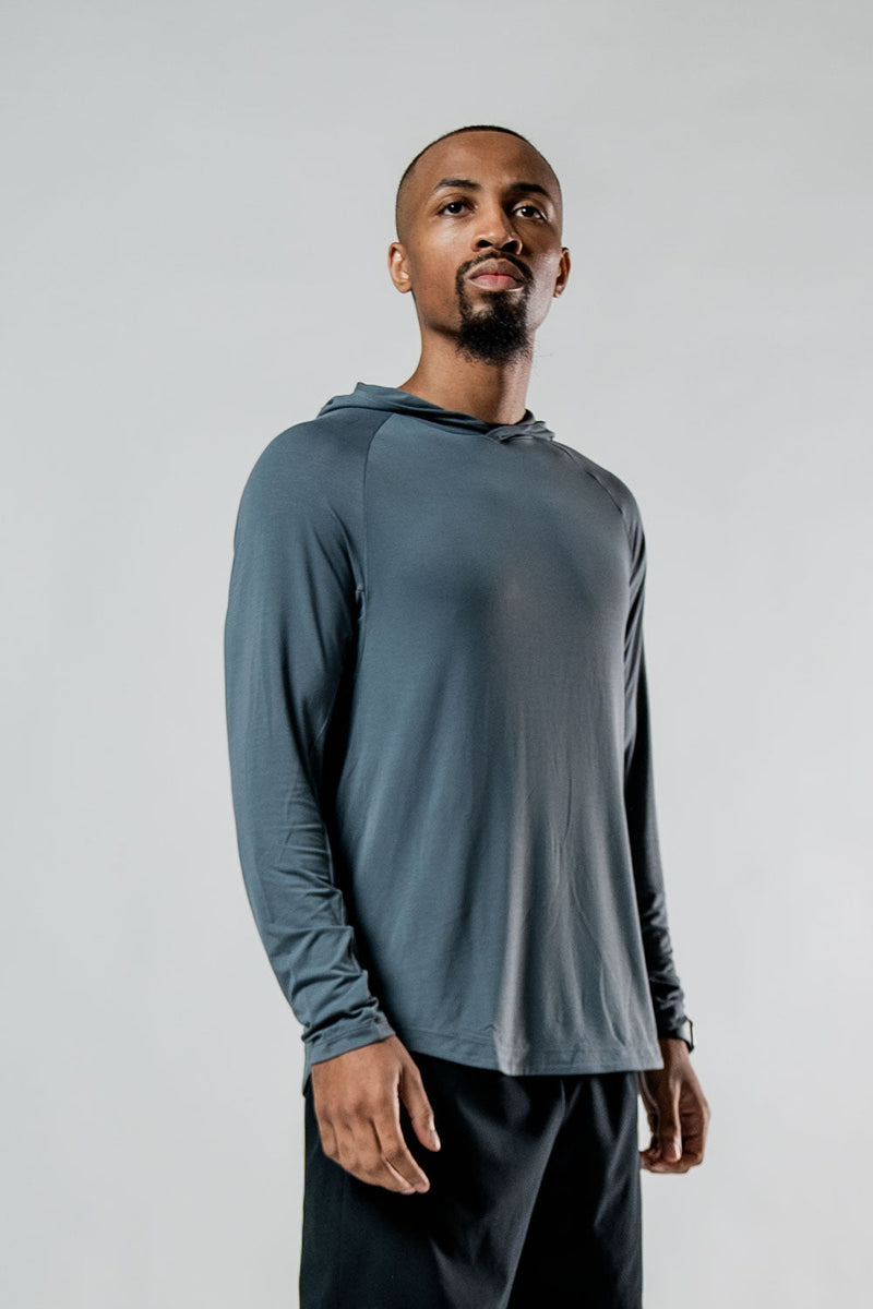 Load image into Gallery viewer, Men's Terra Recovery Element Hoodie Shirt (Ash Gray) - Arvada Triathlon Company