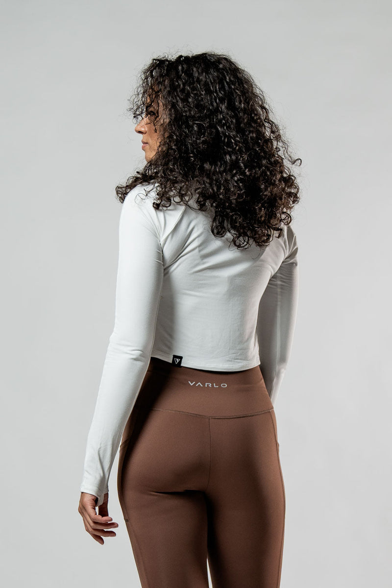Load image into Gallery viewer, Women's Terra Recovery Arc Long Sleeve Crop (White) - Arvada Triathlon Company