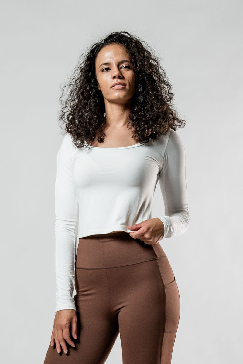 Load image into Gallery viewer, Women's Terra Recovery Arc Long Sleeve Crop (White) - Arvada Triathlon Company
