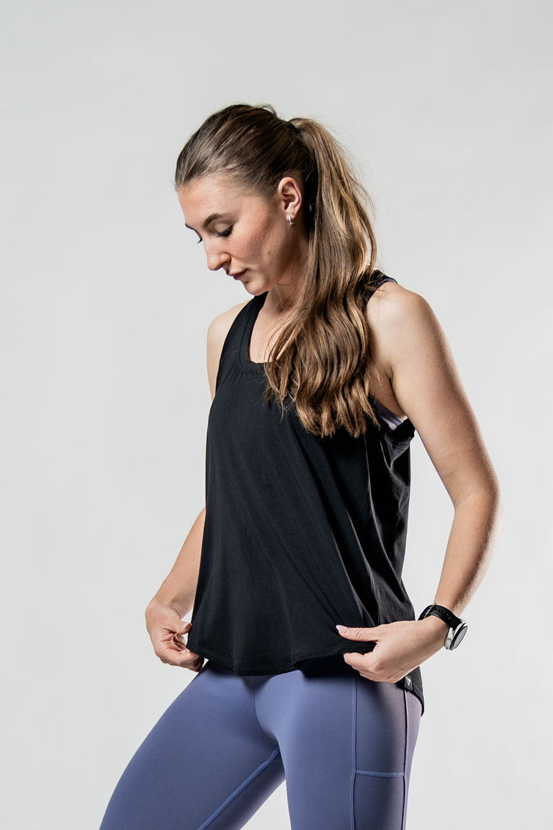 Load image into Gallery viewer, Women's Terra Recovery Halo Tank (Black) - Arvada Triathlon Company
