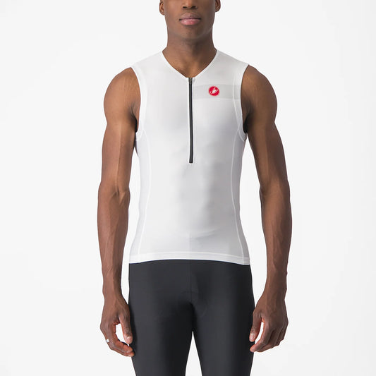 Free Tri 2 Sleeveless Top -white/black -M - Arvada Triathlon Company