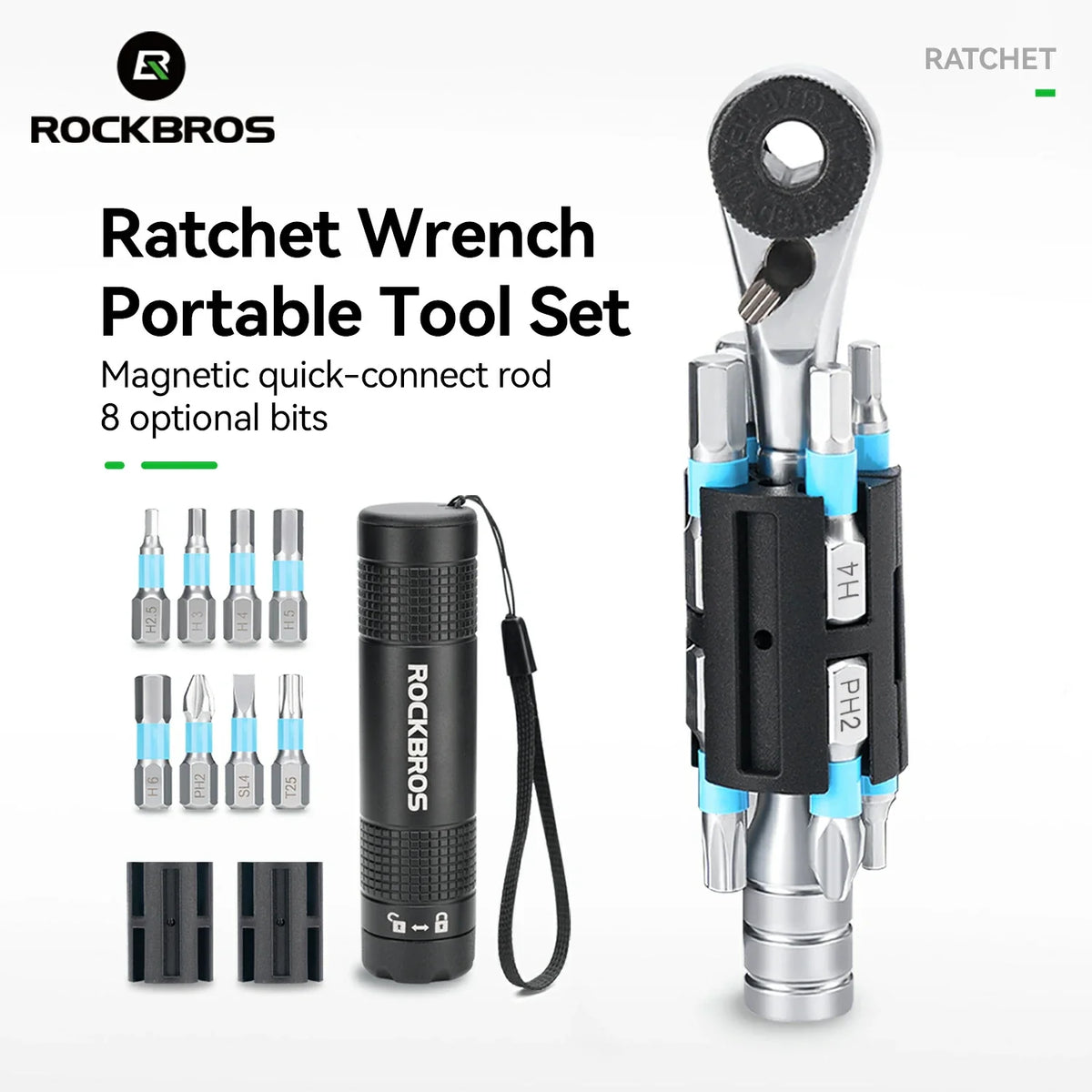 S2 Alloy 1/4" Drive Ratchet Handle 72-Tooth Compact Bike Repair Kit with 8 Bits - Arvada Triathlon Company