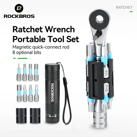 S2 Alloy 1/4" Drive Ratchet Handle 72-Tooth Compact Bike Repair Kit with 8 Bits - Arvada Triathlon Company