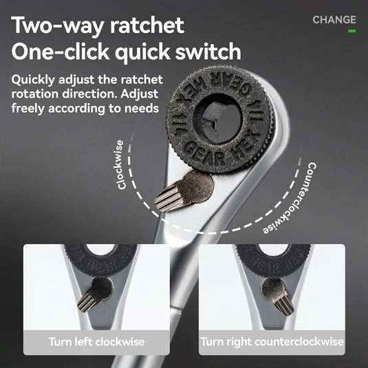 S2 Alloy 1/4" Drive Ratchet Handle 72-Tooth Compact Bike Repair Kit with 8 Bits - Arvada Triathlon Company