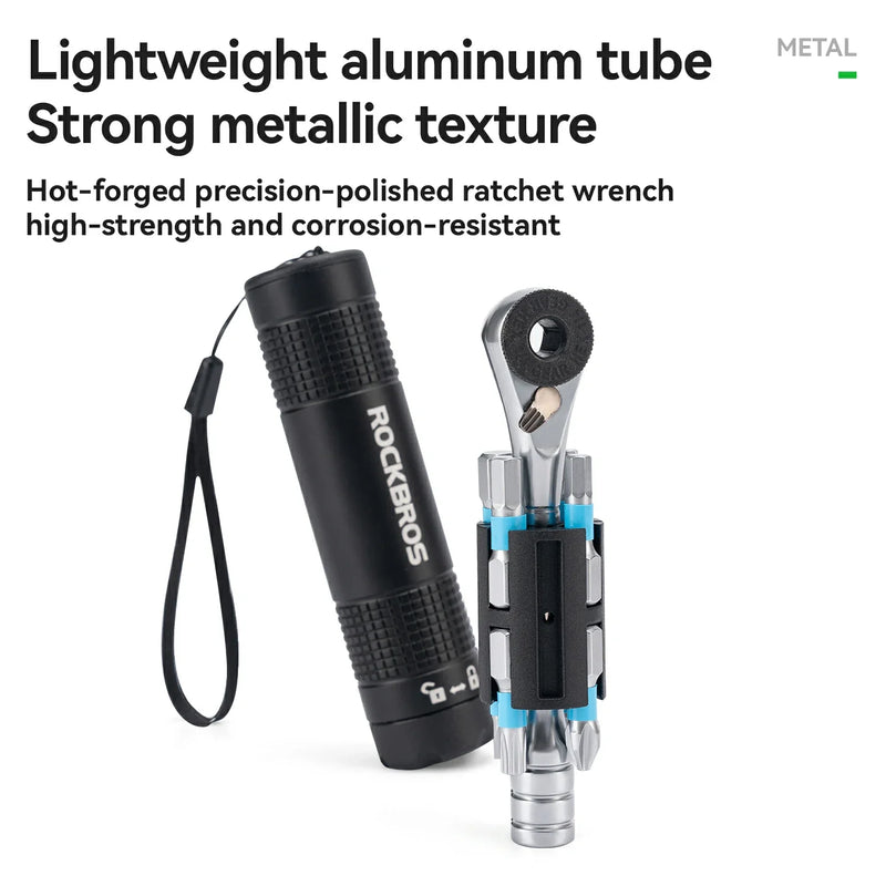 Load image into Gallery viewer, S2 Alloy 1/4" Drive Ratchet Handle 72-Tooth Compact Bike Repair Kit with 8 Bits - Arvada Triathlon Company
