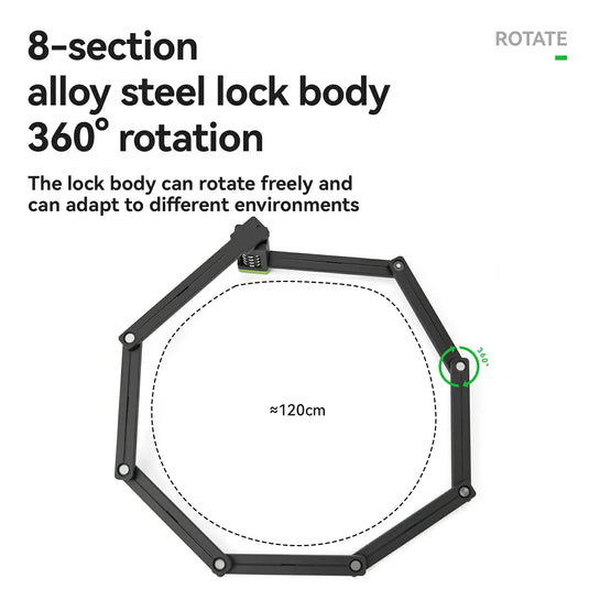 8-Section Folding Combination Bike Lock - Arvada Triathlon Company