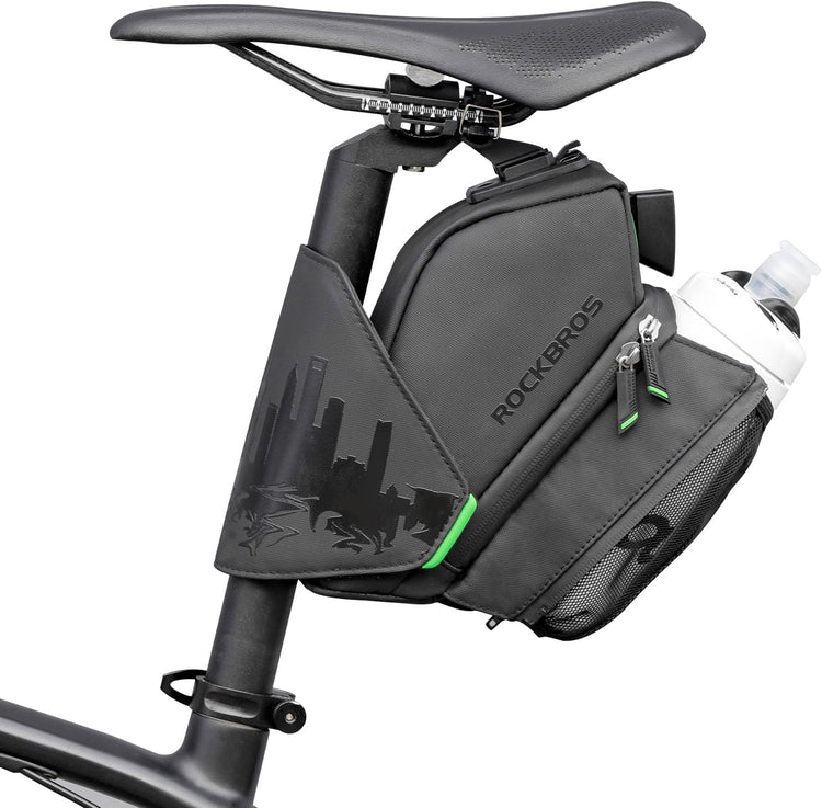 ROCKBROS Waterproof Bike Saddle Bag with Water Bottle Holder