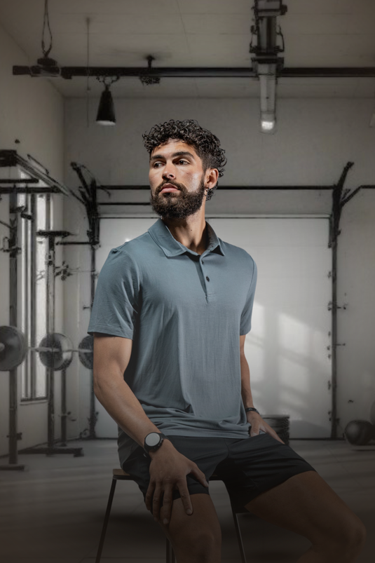 Men's Terra Recovery Polo (Ash Gray) - Arvada Triathlon Company