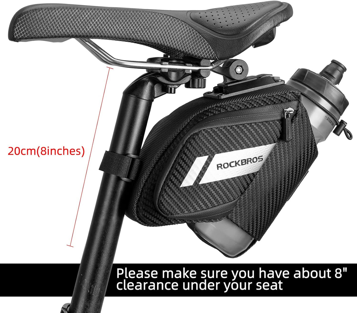ROCKBROS Waterproof Bike Saddle Bag with Water Bottle Holder