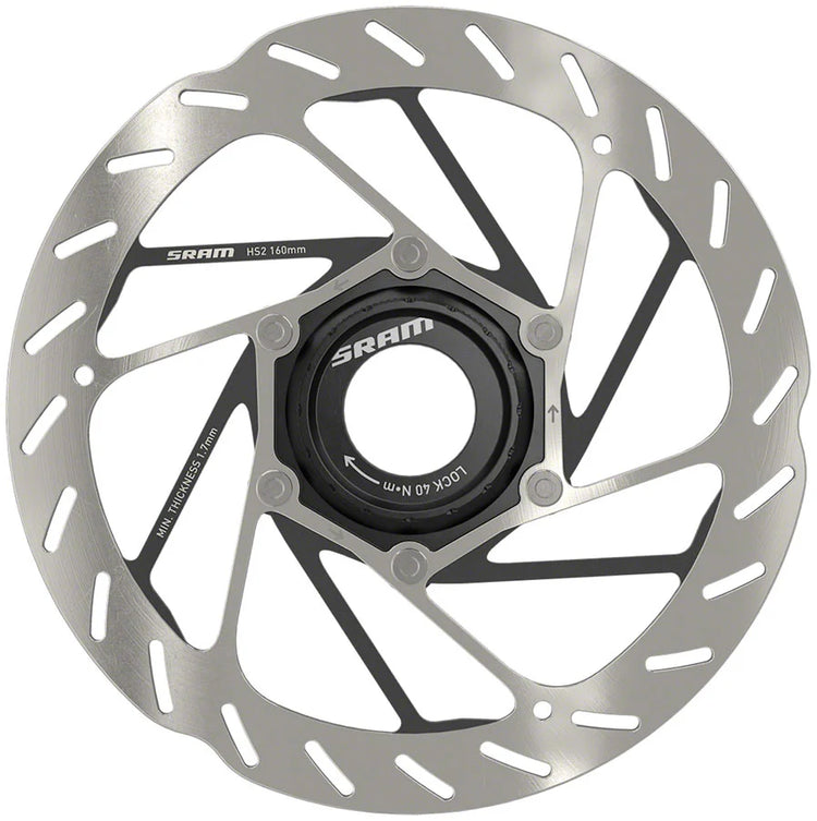 SRAM HS2 Disc Brake Rotor - 160mm, 6-Bolt, Rounded, Silver/Black - Arvada Triathlon Company