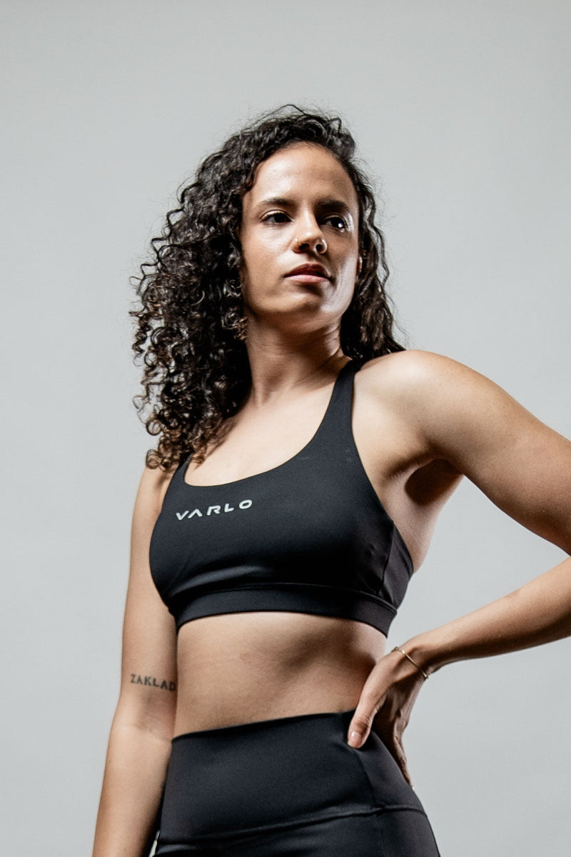 Load image into Gallery viewer, Women's SOHO Cross Back Sports Bra (Black) - Arvada Triathlon Company
