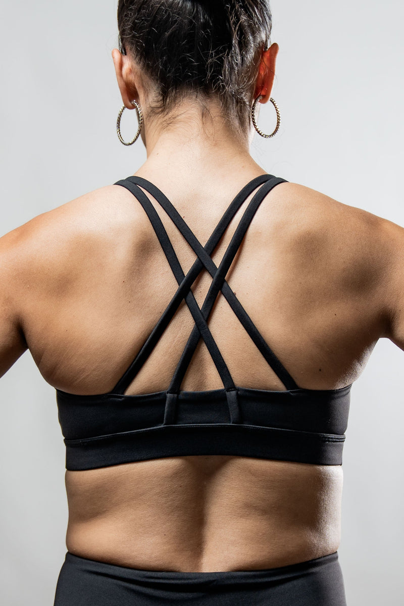 Load image into Gallery viewer, Women's SOHO Cross Back Sports Bra (Black) - Arvada Triathlon Company
