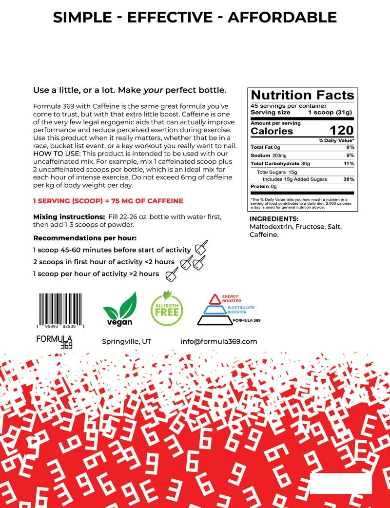 Load image into Gallery viewer, Formula 369 with CAFFEINE - 3 pound 45 servings - Arvada Triathlon Company
