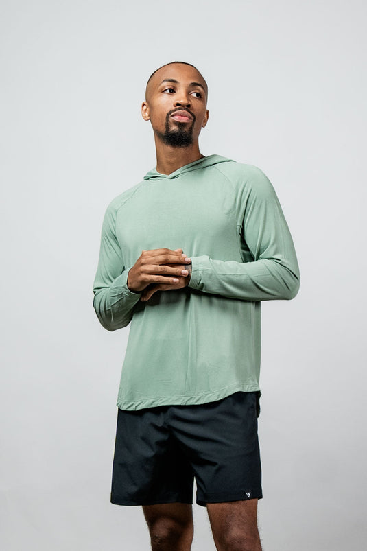 Men's Terra Recovery Element Hoodie Shirt (Low Light Olive) - Arvada Triathlon Company