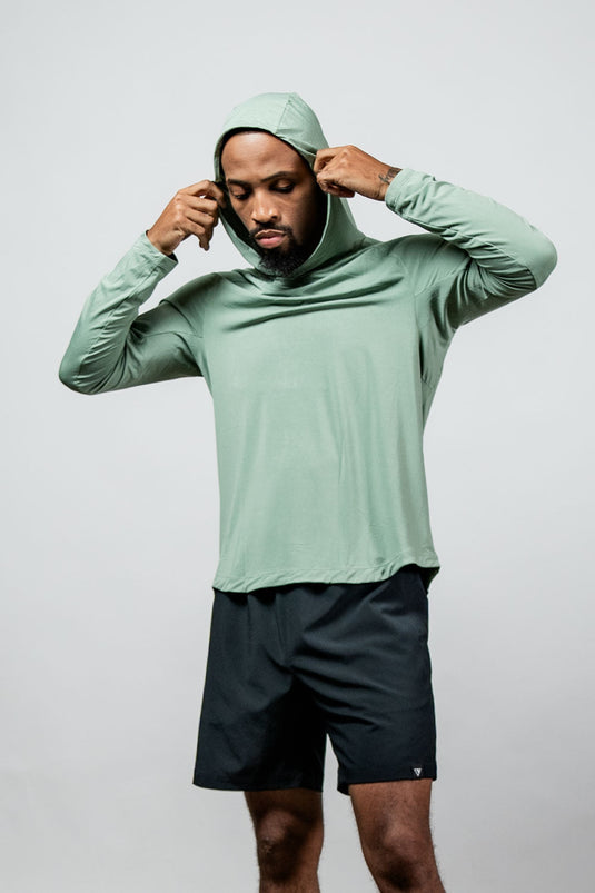 Men's Terra Recovery Element Hoodie Shirt (Low Light Olive) - Arvada Triathlon Company