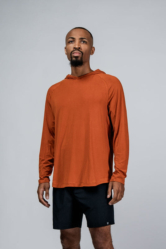 Men's Terra Recovery Element Hoodie Shirt (Sunfire Clay) - Arvada Triathlon Company