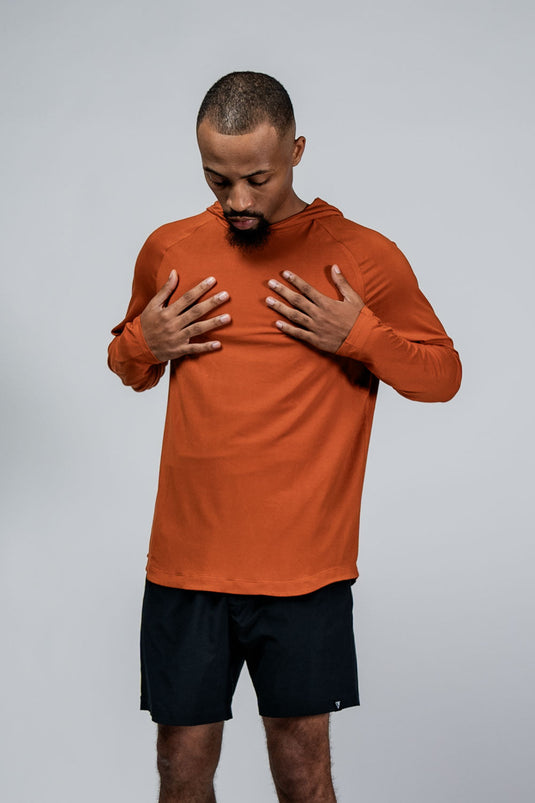 Men's Terra Recovery Element Hoodie Shirt (Sunfire Clay) - Arvada Triathlon Company