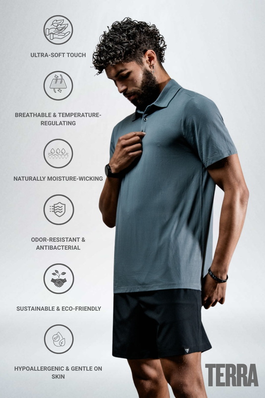 Men's Terra Recovery Polo (Ash Gray) - Arvada Triathlon Company