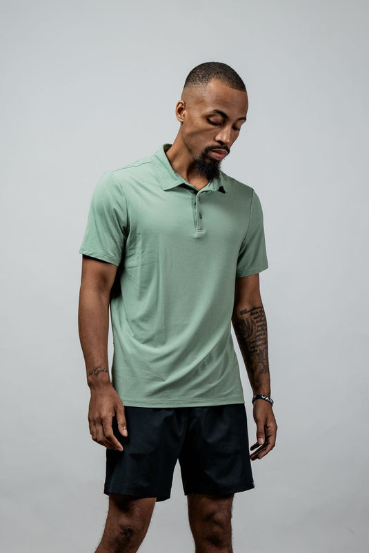 Men's Terra Recovery Polo (Low Light Olive) - Arvada Triathlon Company