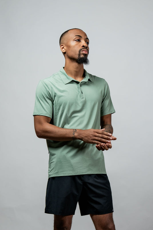 Men's Terra Recovery Polo (Low Light Olive) - Arvada Triathlon Company