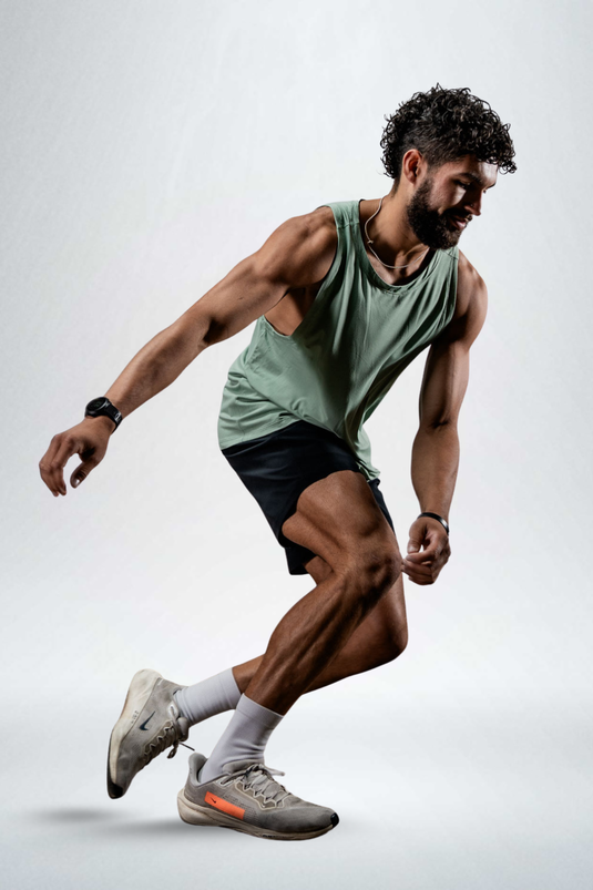 Men's Terra Recovery Tank (Low Light Olive) - Arvada Triathlon Company