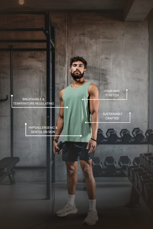 Men's Terra Recovery Tank (Low Light Olive) - Arvada Triathlon Company