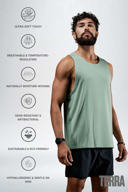 Men's Terra Recovery Tank (Low Light Olive) - Arvada Triathlon Company