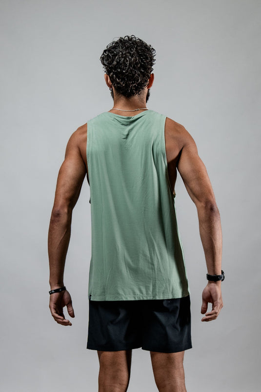 Men's Terra Recovery Tank (Low Light Olive) - Arvada Triathlon Company