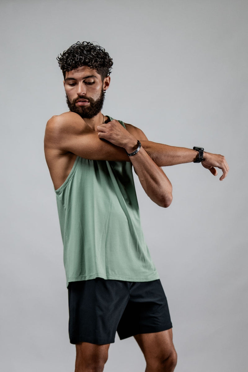 Load image into Gallery viewer, Men's Terra Recovery Tank (Low Light Olive) - Arvada Triathlon Company
