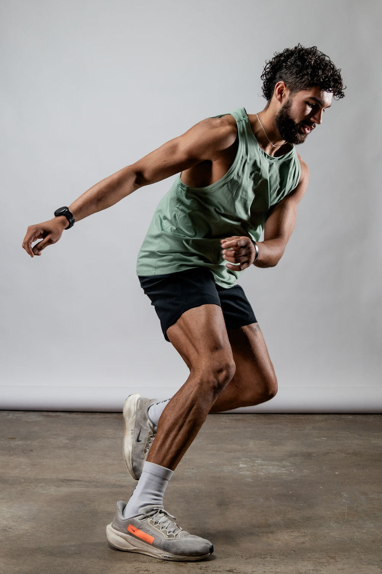 Men's Terra Recovery Tank (Low Light Olive) - Arvada Triathlon Company