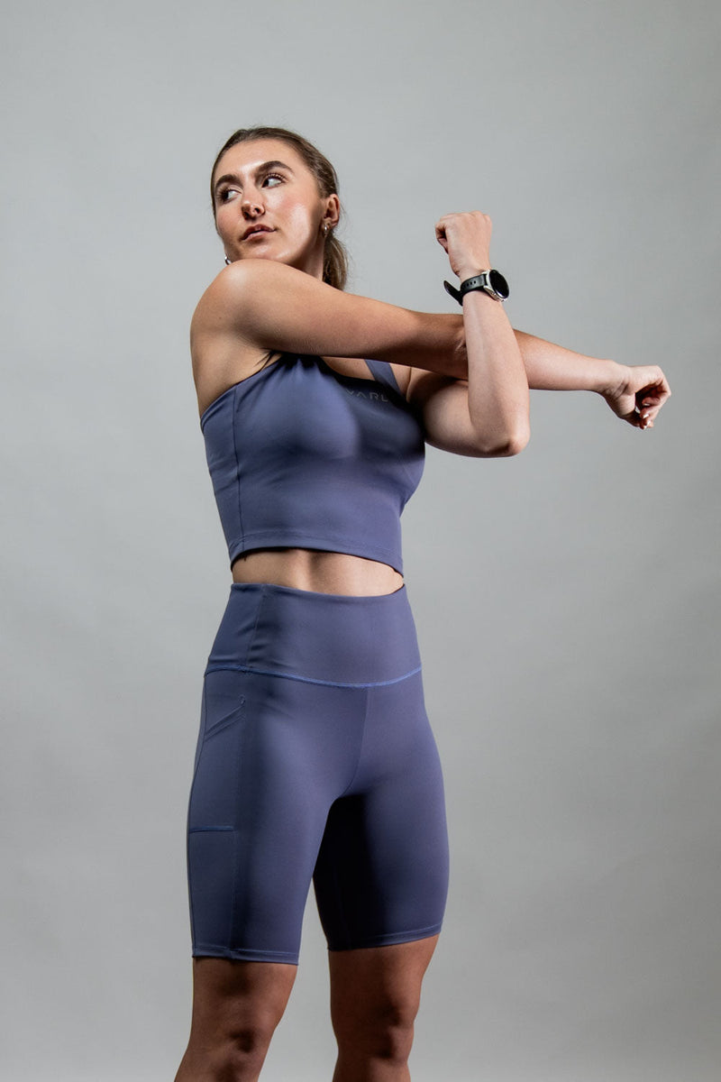 Load image into Gallery viewer, Women's SOHO Cross Back Crop Tank (Lilac Mist) - Arvada Triathlon Company
