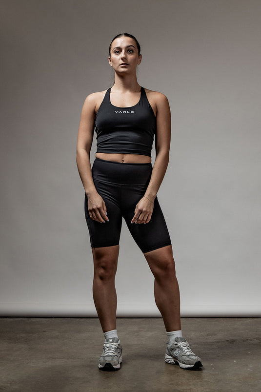 Women's SOHO Cross Back Crop Tank (Black) - Arvada Triathlon Company
