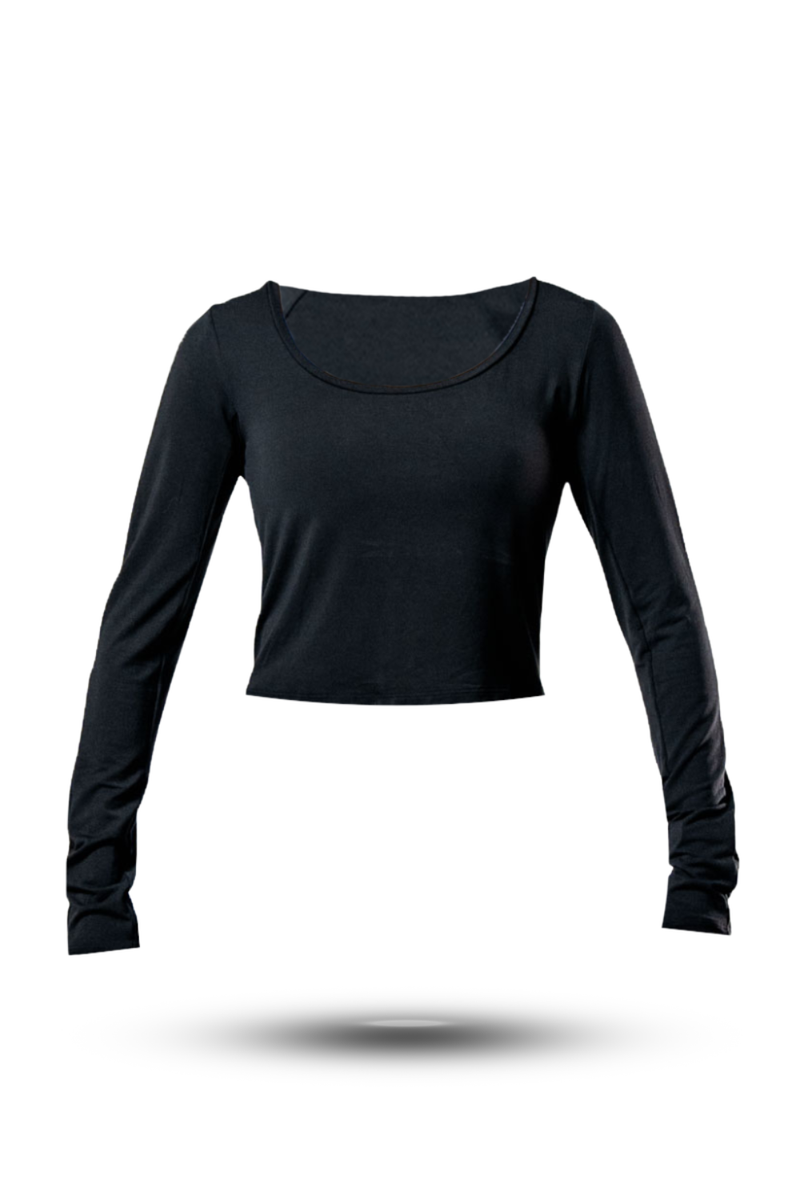 Load image into Gallery viewer, Women's Terra Recovery Arc Long Sleeve Crop (Black) - Arvada Triathlon Company
