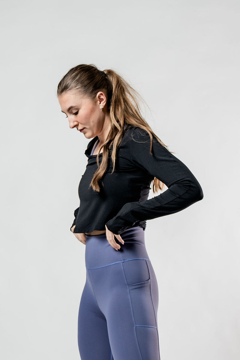 Load image into Gallery viewer, Women's Terra Recovery Arc Long Sleeve Crop (Black) - Arvada Triathlon Company
