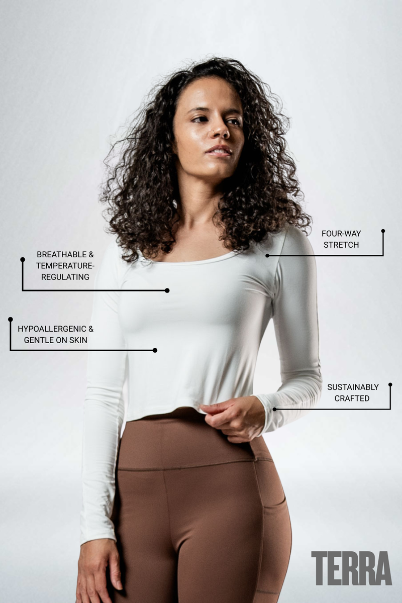Load image into Gallery viewer, Women's Terra Recovery Arc Long Sleeve Crop (White) - Arvada Triathlon Company
