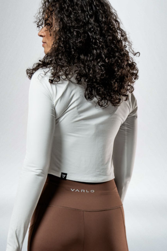 Women's Terra Recovery Arc Long Sleeve Crop (White) - Arvada Triathlon Company