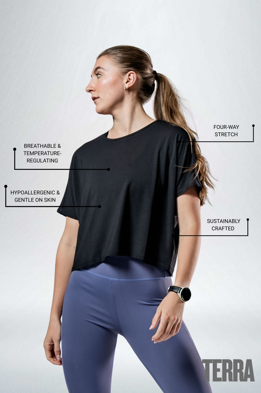 Women's Terra Recovery Drift Crop (Black) - Arvada Triathlon Company