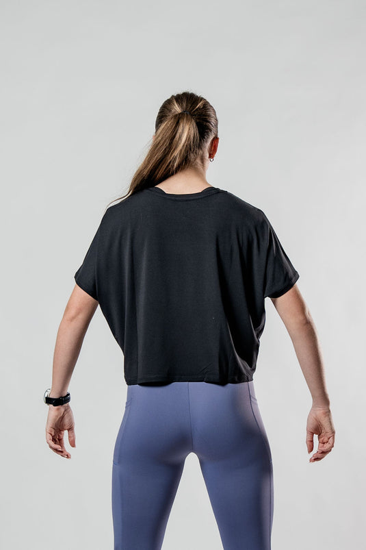 Women's Terra Recovery Drift Crop (Black) - Arvada Triathlon Company