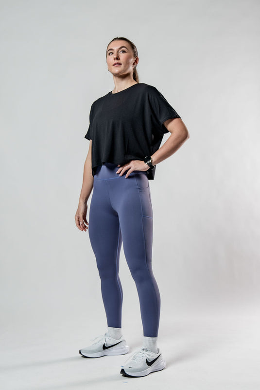 Women's Terra Recovery Drift Crop (Black) - Arvada Triathlon Company