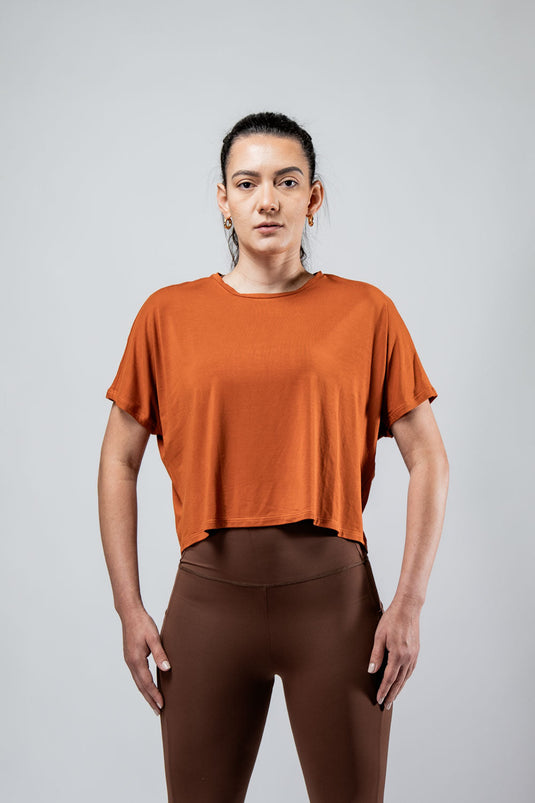 Women's Terra Recovery Drift Crop (Sunfire Clay) - Arvada Triathlon Company