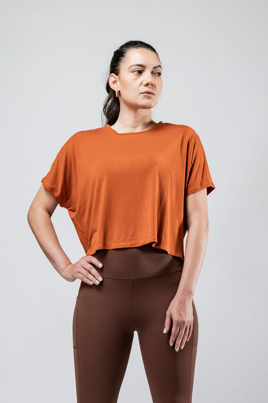 Women's Terra Recovery Drift Crop (Sunfire Clay) - Arvada Triathlon Company