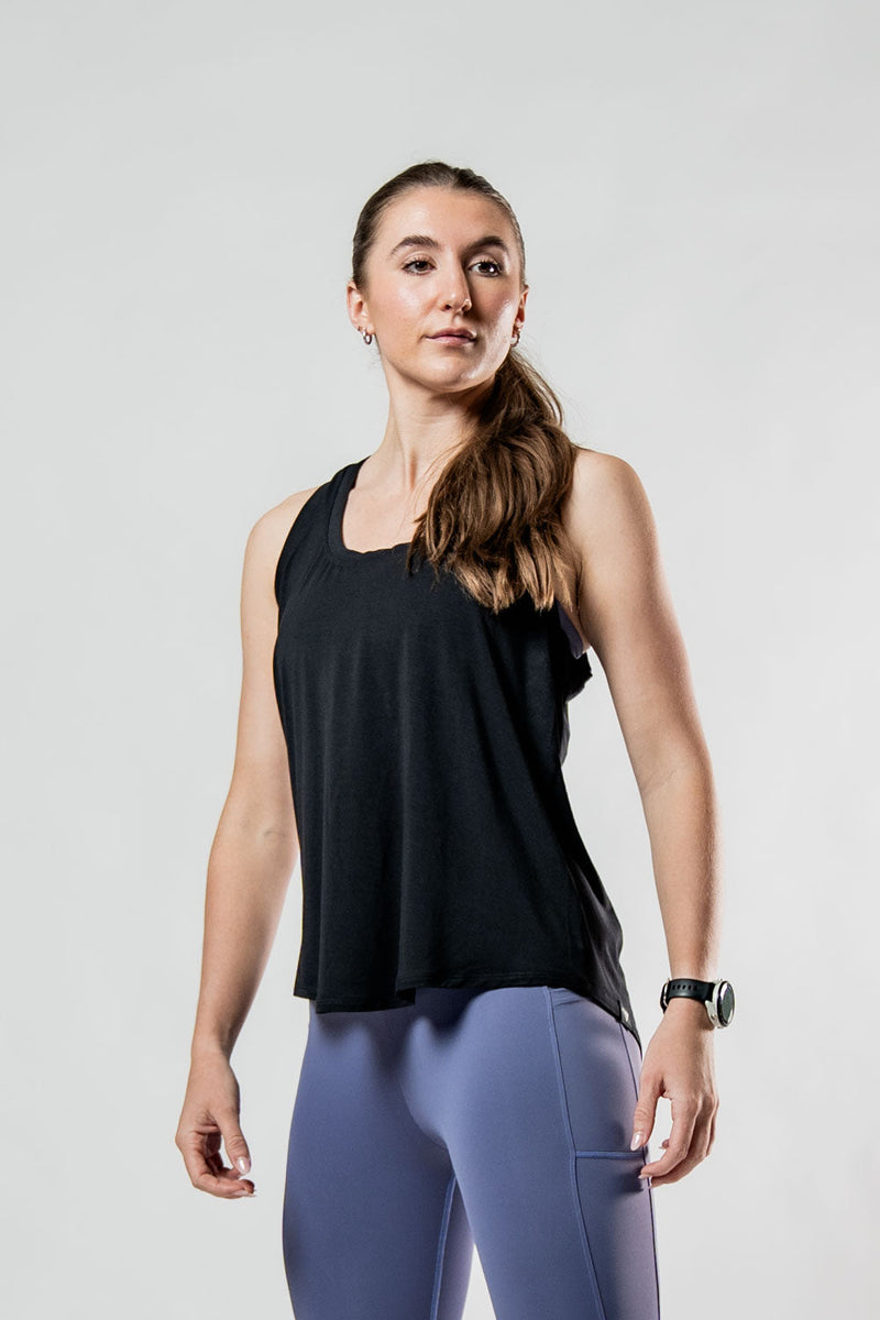 Load image into Gallery viewer, Women's Terra Recovery Halo Tank (Black) - Arvada Triathlon Company
