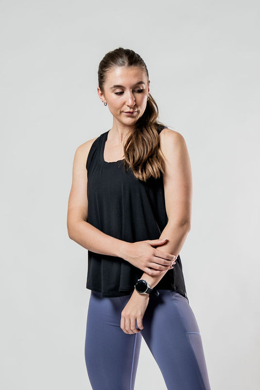 Women's Terra Recovery Halo Tank (Black) - Arvada Triathlon Company