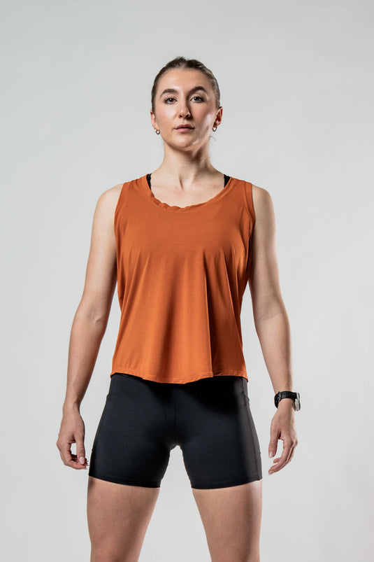 Women's Terra Recovery Halo Tank (Sunfire Clay) - Arvada Triathlon Company