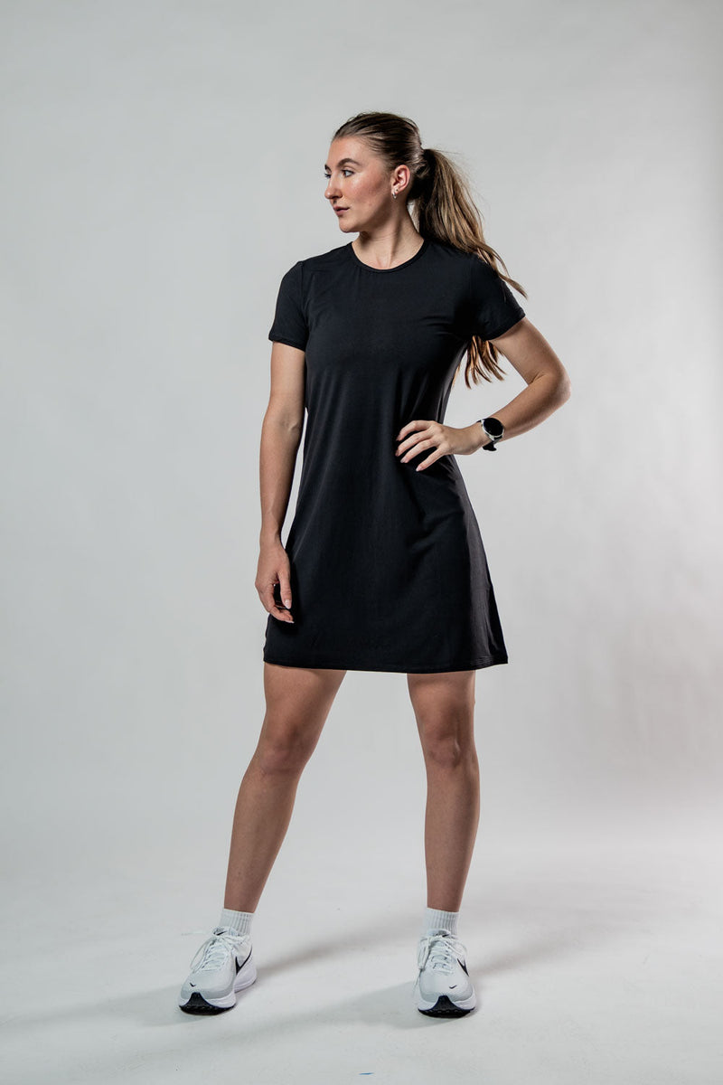 Load image into Gallery viewer, Women's Terra Recovery Motion Dress (Black) - Arvada Triathlon Company
