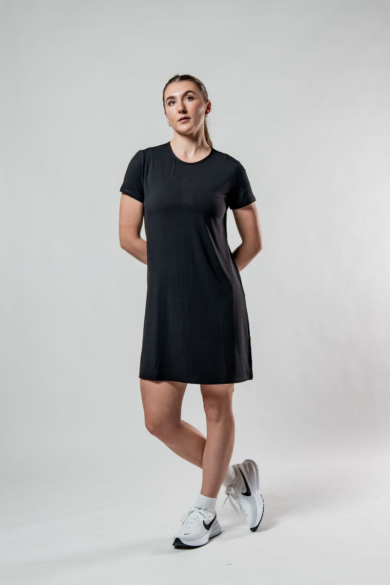 Load image into Gallery viewer, Women's Terra Recovery Motion Dress (Black) - Arvada Triathlon Company

