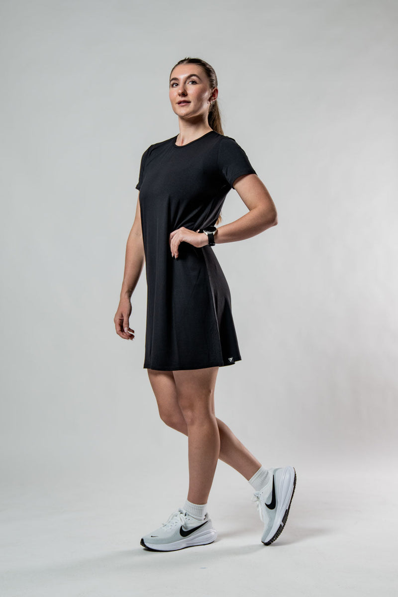 Load image into Gallery viewer, Women's Terra Recovery Motion Dress (Black) - Arvada Triathlon Company

