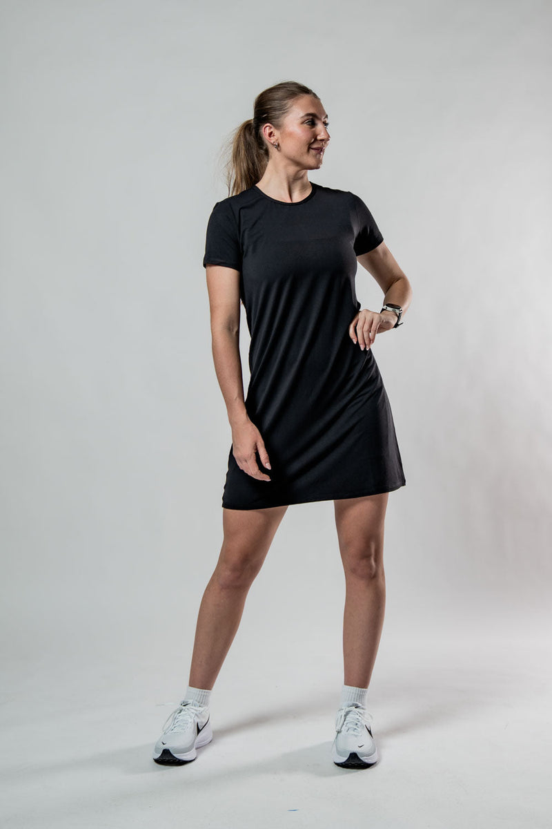 Load image into Gallery viewer, Women's Terra Recovery Motion Dress (Black) - Arvada Triathlon Company
