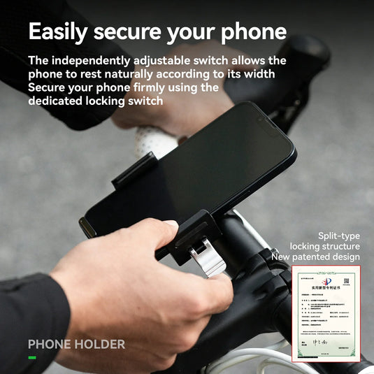 Aluminum Anti-Shake Cell Bike Phone Holder, Motorcycle Phone Mount for 2.56–3.74