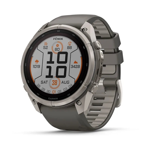 Garmin Fenix 9 Pro Solar, Titanium with Pebble Gray/Silver Gray Silicone Band